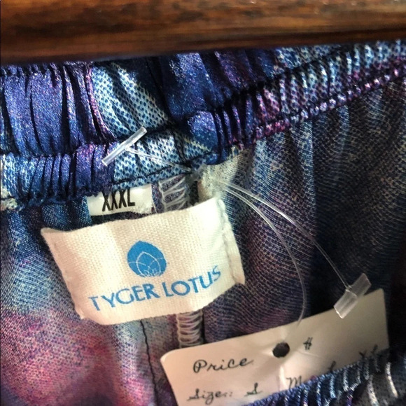 New Tyger Lotus blue and pink silk palazzo Wide leg pants Loungewear Ethereal - Picture 2 of 11